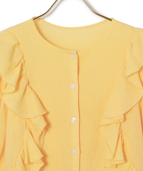 MADEMOISELLE ROPE'(マドモアゼル ロペ)の「【洗える】ラッフルコットンブラウス(シャツ/ブラウス・レディース・イエロー/ホワイト/ブラック/サックスブルー・38)」の12枚目の写真