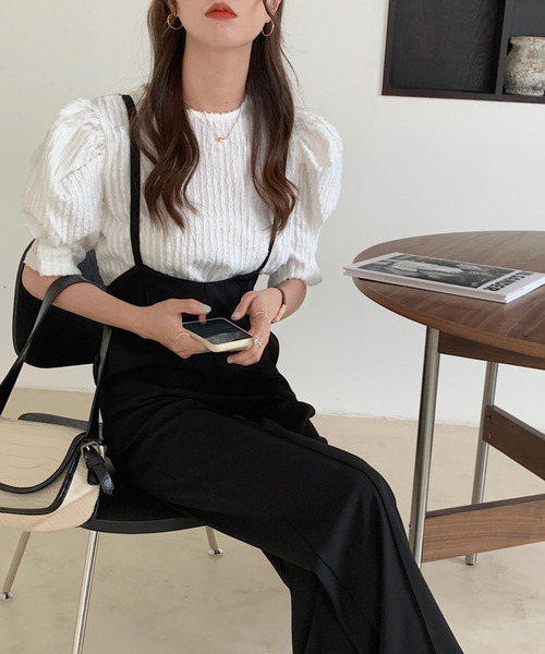 emi+(エミプラス)の「5分袖ボリュームスリーブタックブラウス(Tシャツ/カットソー・レディース・ホワイト/ブルー・FREE)」の18枚目の写真