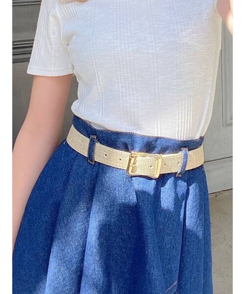 RESEXXY（リゼクシー）の「メタルバックル異素材ベルト（ベルト・レディース・ブラック/ブラウン/アイボリー・FREE）」の2枚目の写真