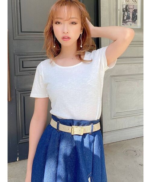 RESEXXY（リゼクシー）の「メタルバックル異素材ベルト（ベルト・レディース・ブラック/ブラウン/アイボリー・FREE）」の4枚目の写真