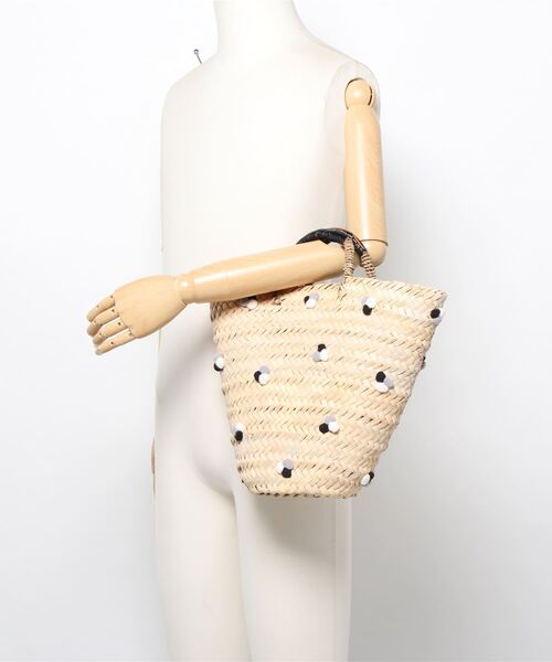 Fatima morocco(ファティマモロッコ)の「【Fatima Morocco】ドットバケツバスケット(かごバッグ・レディース・ブラック/マルチ・FREE)」の5枚目の写真