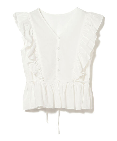 Ray BEAMS（レイビームス）の「Ray BEAMS / フリル ペプラム Vネック ノースリーブブラウス（シャツ/ブラウス・レディース・ホワイト/ブラック/クリーム・1/0）」の10枚目の写真