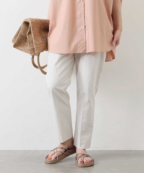 JOURNAL STANDARD（ジャーナルスタンダード）の「フロントタック ストレートアンクルパンツ（その他パンツ・レディース・パープル/ホワイト×ホワイト/ブラック・38/36）」の2枚目の写真