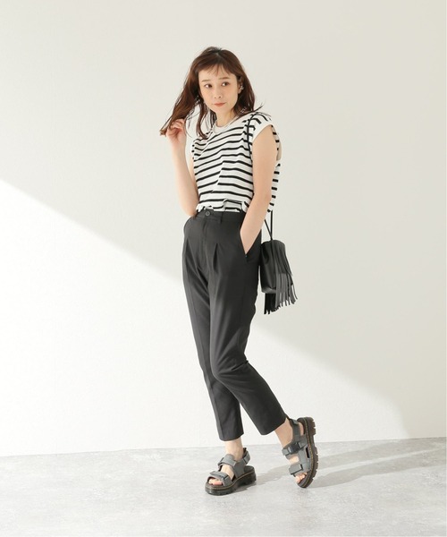 JOURNAL STANDARD（ジャーナルスタンダード）の「フロントタック ストレートアンクルパンツ（その他パンツ・レディース・パープル/ホワイト×ホワイト/ブラック・38/36）」の10枚目の写真