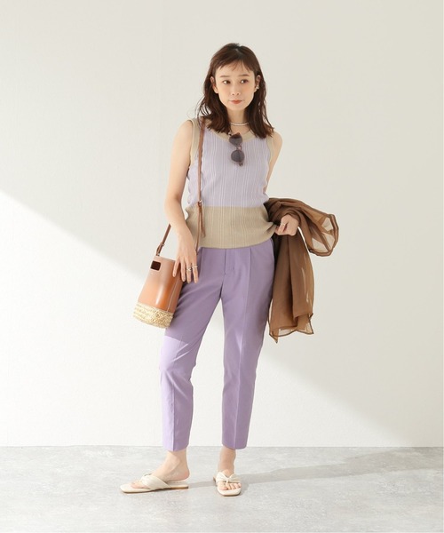 JOURNAL STANDARD（ジャーナルスタンダード）の「フロントタック ストレートアンクルパンツ（その他パンツ・レディース・パープル/ホワイト×ホワイト/ブラック・38/36）」の18枚目の写真