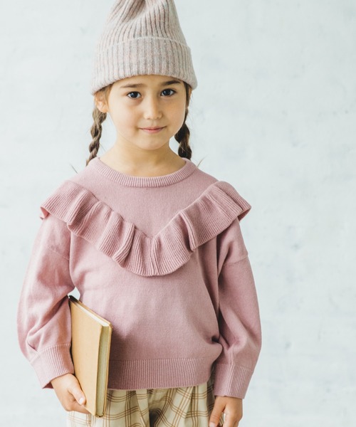 pairmanon（ペアマノン）の「【ママとおそろい】フリル長袖ニットプルオーバー（ニット/セーター・キッズ・ピンク/ブルー系その他3/ブラック/ミント/モカ/ベージュ/アイボリー・140/150/120/100/130/90/110）」の7枚目の写真