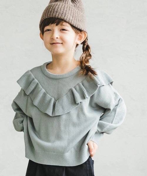 pairmanon（ペアマノン）の「【ママとおそろい】フリル長袖ニットプルオーバー（ニット/セーター・キッズ・ピンク/ブルー系その他3/ブラック/ミント/モカ/ベージュ/アイボリー・140/150/120/100/130/90/110）」の6枚目の写真