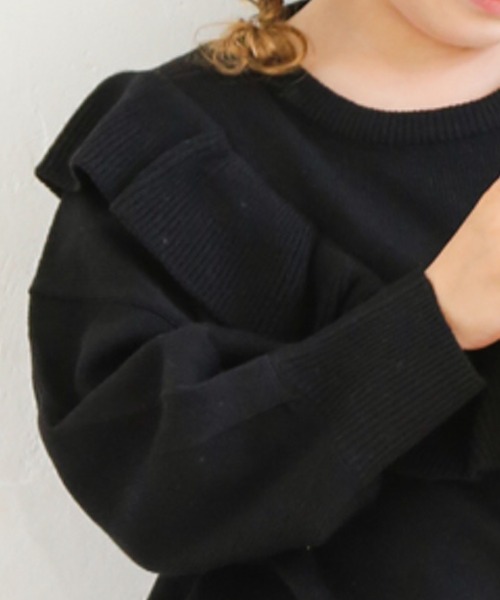pairmanon（ペアマノン）の「【ママとおそろい】フリル長袖ニットプルオーバー（ニット/セーター・キッズ・ピンク/ブルー系その他3/ブラック/ミント/モカ/ベージュ/アイボリー・140/150/120/100/130/90/110）」の8枚目の写真