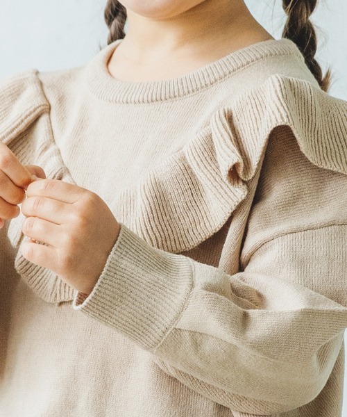 pairmanon（ペアマノン）の「【ママとおそろい】フリル長袖ニットプルオーバー（ニット/セーター・キッズ・ピンク/ブルー系その他3/ブラック/ミント/モカ/ベージュ/アイボリー・140/150/120/100/130/90/110）」の22枚目の写真