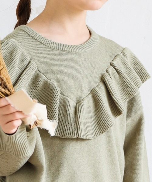 pairmanon（ペアマノン）の「【ママとおそろい】フリル長袖ニットプルオーバー（ニット/セーター・キッズ・ピンク/ブルー系その他3/ブラック/ミント/モカ/ベージュ/アイボリー・140/150/120/100/130/90/110）」の10枚目の写真