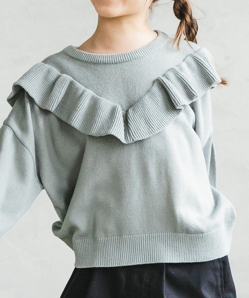 pairmanon（ペアマノン）の「【ママとおそろい】フリル長袖ニットプルオーバー（ニット/セーター・キッズ・ピンク/ブルー系その他3/ブラック/ミント/モカ/ベージュ/アイボリー・140/150/120/100/130/90/110）」の12枚目の写真