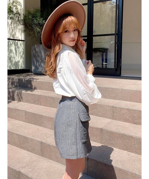 RESEXXY（リゼクシー）の「シアー袖切替シャツ（シャツ/ブラウス・レディース・ホワイト/ブラック/モカ・FREE）」の7枚目の写真