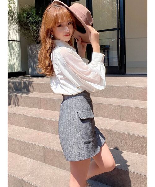 RESEXXY（リゼクシー）の「シアー袖切替シャツ（シャツ/ブラウス・レディース・ホワイト/ブラック/モカ・FREE）」の8枚目の写真