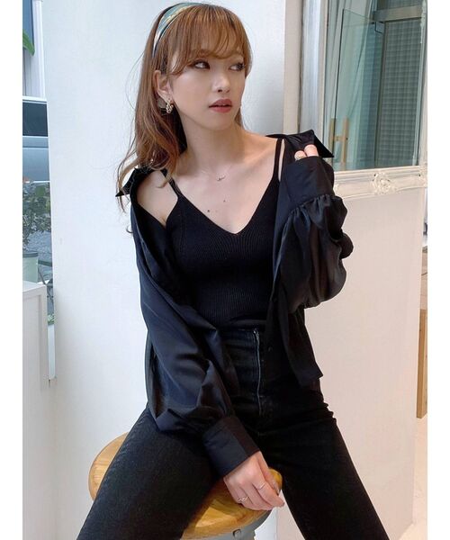 RESEXXY（リゼクシー）の「シアー袖切替シャツ（シャツ/ブラウス・レディース・ホワイト/ブラック/モカ・FREE）」の13枚目の写真