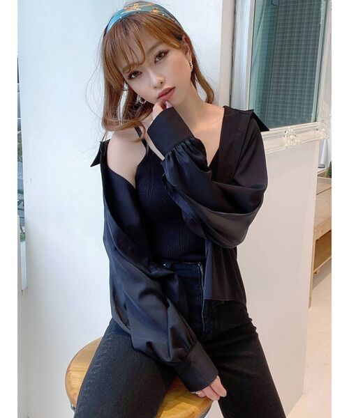 RESEXXY（リゼクシー）の「シアー袖切替シャツ（シャツ/ブラウス・レディース・ホワイト/ブラック/モカ・FREE）」の18枚目の写真