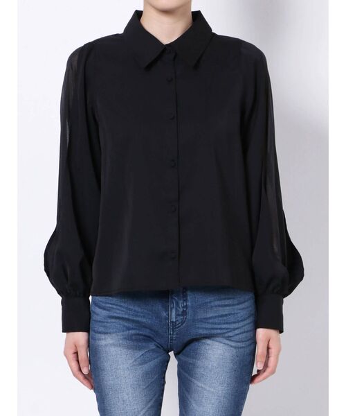 RESEXXY（リゼクシー）の「シアー袖切替シャツ（シャツ/ブラウス・レディース・ホワイト/ブラック/モカ・FREE）」の21枚目の写真