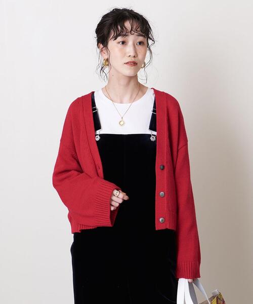 UNITED ARROWS（ユナイテッドアローズ）の「UWSC Vネック ワイド カーディガン †（カーディガン/ボレロ・レディース・ライトグレー/レッド/ブラック・FREE）」の19枚目の写真