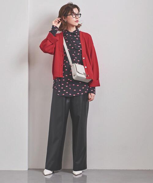 UNITED ARROWS（ユナイテッドアローズ）の「UWSC Vネック ワイド カーディガン †（カーディガン/ボレロ・レディース・ライトグレー/レッド/ブラック・FREE）」の9枚目の写真