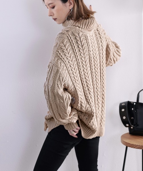 classicalelf（クラシカルエルフ）の「個性放つ1枚。フリンジ&ケーブル編みオーバーニット（ニット/セーター・レディース・ブラック/アイボリー/モカ・MEDIUM/LARGE/X-LARGE）」の20枚目の写真