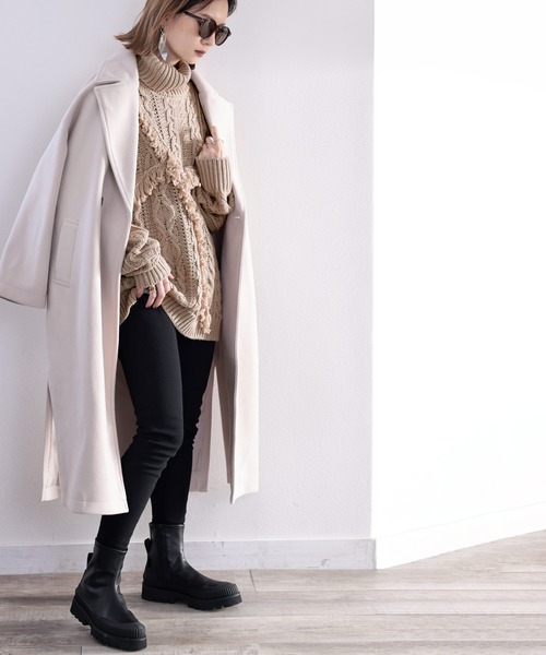 classicalelf（クラシカルエルフ）の「個性放つ1枚。フリンジ&ケーブル編みオーバーニット（ニット/セーター・レディース・ブラック/アイボリー/モカ・MEDIUM/LARGE/X-LARGE）」の21枚目の写真