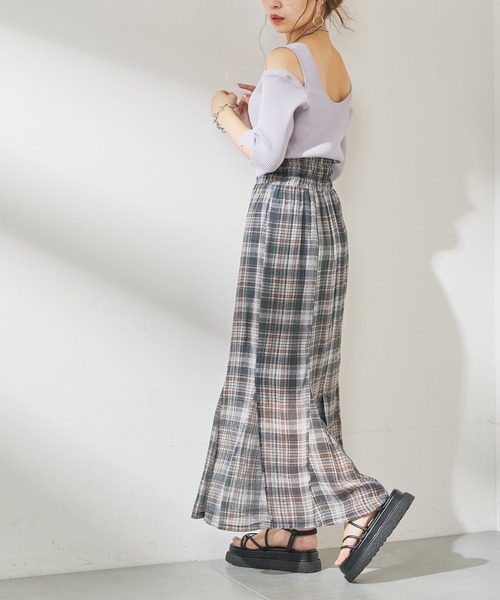 Chico（チコ）の「チェックマーメイドタイトスカート（スカート・レディース・ブルー/ブラック/ブラウン・FREE）」の5枚目の写真