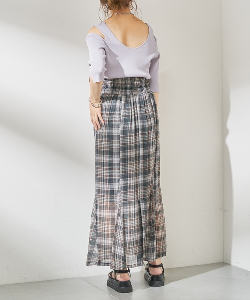 Chico（チコ）の「チェックマーメイドタイトスカート（スカート・レディース・ブルー/ブラック/ブラウン・FREE）」の6枚目の写真