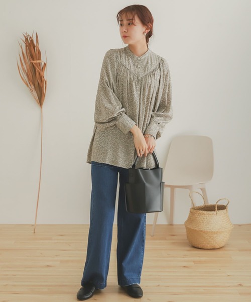 SENSE OF PLACE by URBAN RESEARCH（センスオブプレイスバイアーバンリサーチ）の「ストーンプリント2WAYギャザーブラウス（シャツ/ブラウス・レディース・ブラック系その他/ベージュ系その他・ONE）」の19枚目の写真