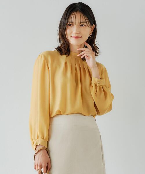 green label relaxing（グリーンレーベルリラクシング）の「ハイネック ギャザー ブラウス（シャツ/ブラウス・レディース・ダークブラウン/その他1/マスタード/ホワイト・FREE）」の3枚目の写真