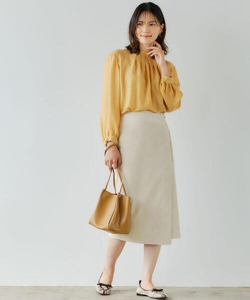 green label relaxing（グリーンレーベルリラクシング）の「ハイネック ギャザー ブラウス（シャツ/ブラウス・レディース・ダークブラウン/その他1/マスタード/ホワイト・FREE）」の14枚目の写真