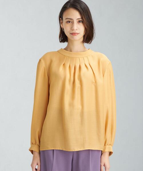 green label relaxing（グリーンレーベルリラクシング）の「ハイネック ギャザー ブラウス（シャツ/ブラウス・レディース・ダークブラウン/その他1/マスタード/ホワイト・FREE）」の9枚目の写真