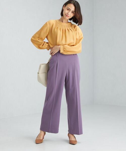 green label relaxing（グリーンレーベルリラクシング）の「ハイネック ギャザー ブラウス（シャツ/ブラウス・レディース・ダークブラウン/その他1/マスタード/ホワイト・FREE）」の8枚目の写真