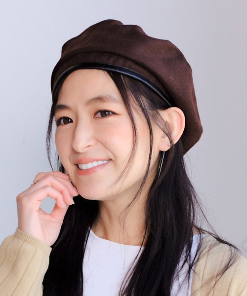 14+(イチヨンプラス)の「ウールフラノアーミーベレー帽(ハンチング/ベレー帽・レディース・ブラック/ネイビー/ブラウン/グレー・FREE)」の1枚目の写真