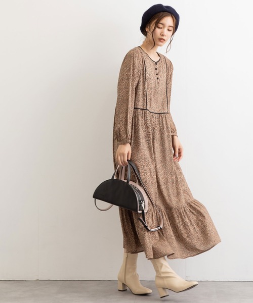 POU DOU DOU（プードゥドゥ）の「きのみプリントティアードワンピース（ワンピース・レディース・キナリ/ベージュ・3）」の3枚目の写真