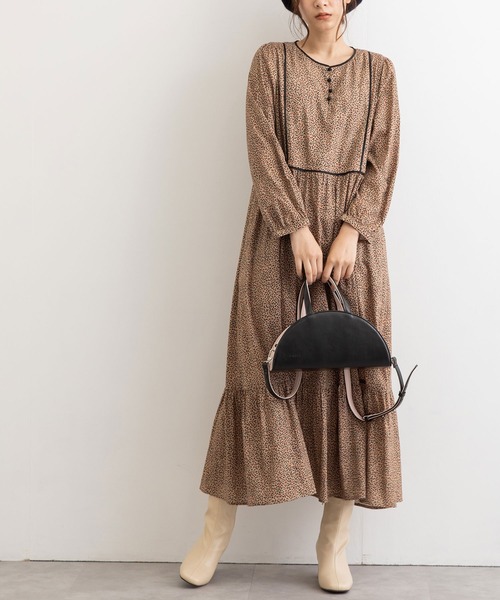 POU DOU DOU（プードゥドゥ）の「きのみプリントティアードワンピース（ワンピース・レディース・キナリ/ベージュ・3）」の8枚目の写真