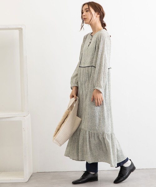 POU DOU DOU（プードゥドゥ）の「きのみプリントティアードワンピース（ワンピース・レディース・キナリ/ベージュ・3）」の12枚目の写真