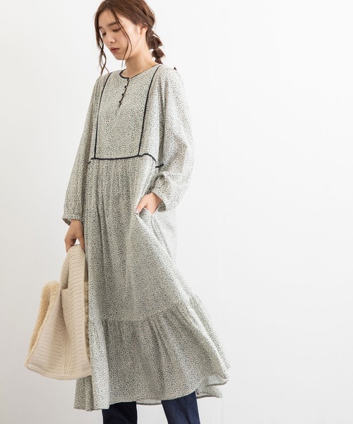 POU DOU DOU（プードゥドゥ）の「きのみプリントティアードワンピース（ワンピース・レディース・キナリ/ベージュ・3）」の15枚目の写真