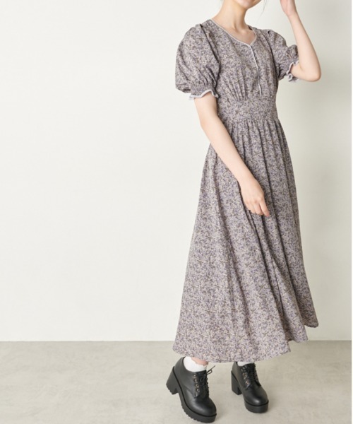 OLIVE des OLIVE（オリーブデオリーブ）の「配色パイピングVネックワンピース（ワンピース・レディース・ブラウン/ブラック/ラベンダー・FREE）」の10枚目の写真