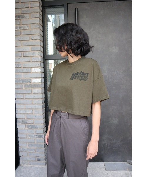 FIG&VIPER（フィグアンドバイパー）の「LOGOワイドショートT（Tシャツ/カットソー・レディース・カーキ/ダークグレー/ホワイト・FREE）」の11枚目の写真