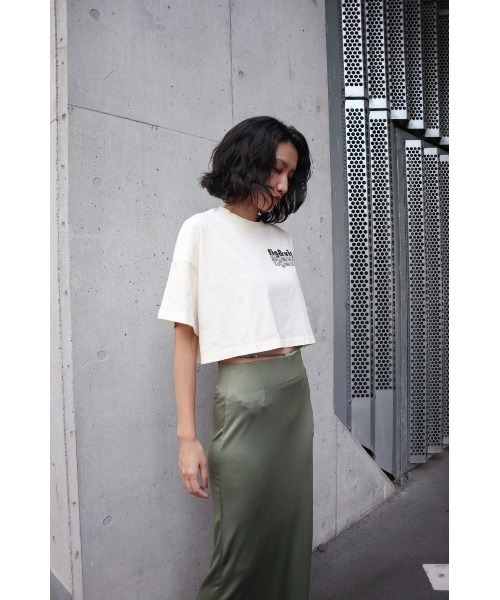 FIG&VIPER（フィグアンドバイパー）の「LOGOワイドショートT（Tシャツ/カットソー・レディース・カーキ/ダークグレー/ホワイト・FREE）」の14枚目の写真