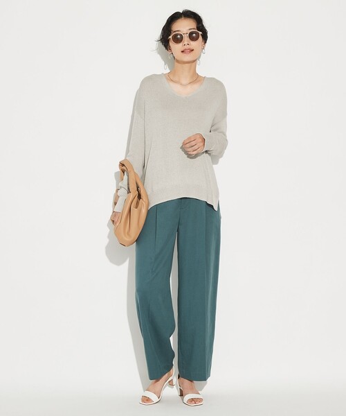 J.PRESS Ladies(J.プレス レディス)の「【洗える】コットンセルロース チノ パンツ(その他パンツ・レディース・グレー系/カーキ系/スモーキーグリーン系・S/XS)」の6枚目の写真