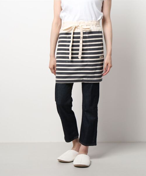 セール ボーダー キャンバスライク カフェエプロン ポケット付き エプロン Voov ブーブ のファッション通販 Zozotown