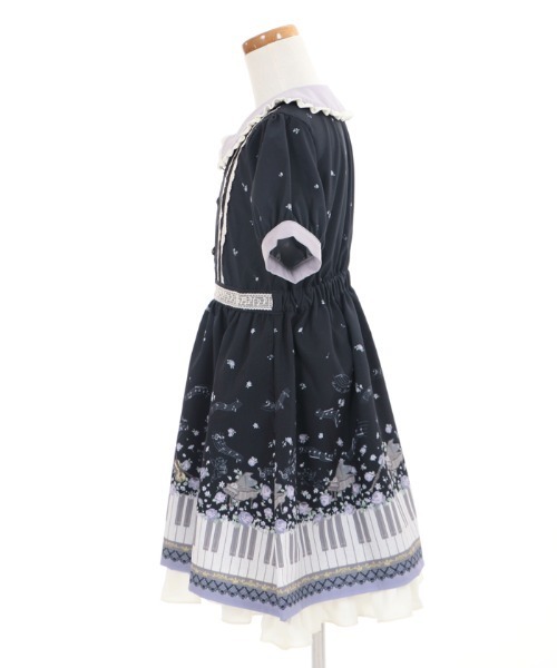 axes femme（アクシーズファム）の「鍵盤×バラ柄クラシカルＯＰ（ワンピース・キッズ・ブラック/ワイン・SMALL/MEDIUM/LARGE/X-LARGE）」の14枚目の写真