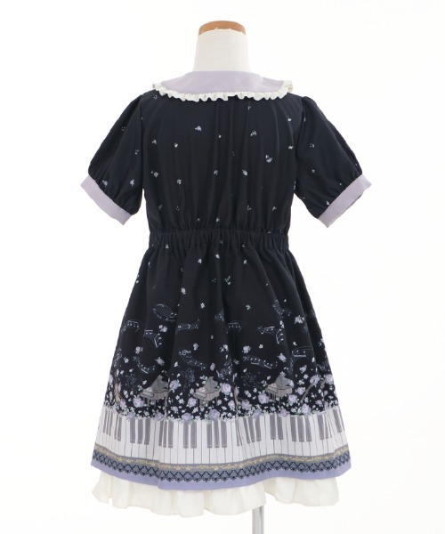 axes femme（アクシーズファム）の「鍵盤×バラ柄クラシカルＯＰ（ワンピース・キッズ・ブラック/ワイン・SMALL/MEDIUM/LARGE/X-LARGE）」の13枚目の写真