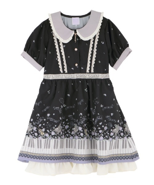 axes femme（アクシーズファム）の「鍵盤×バラ柄クラシカルＯＰ（ワンピース・キッズ・ブラック/ワイン・SMALL/MEDIUM/LARGE/X-LARGE）」の4枚目の写真