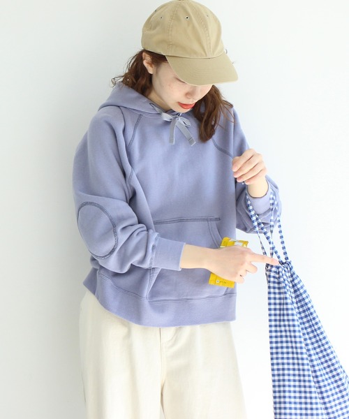 PAR ICI（パーリッシィ）の「リサイクルコットン裏毛 フーディー（パーカー・レディース・オフホワイト/オレンジ/ネイビー/グリーン/イエロー/パープル・FREE）」の4枚目の写真