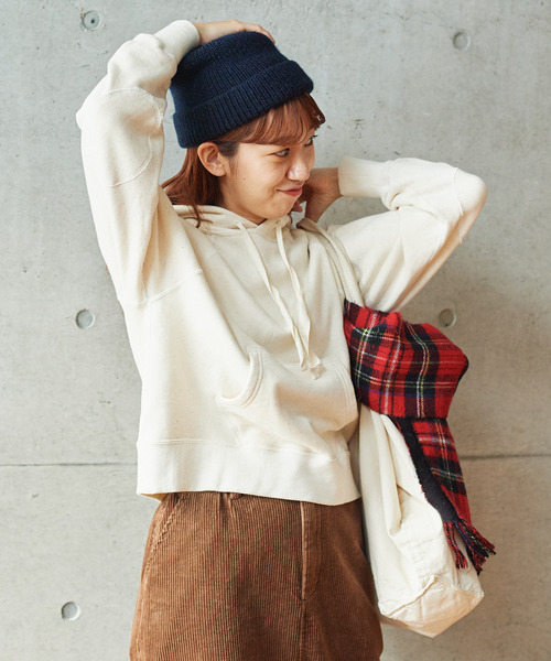 PAR ICI（パーリッシィ）の「リサイクルコットン裏毛 フーディー（パーカー・レディース・オフホワイト/オレンジ/ネイビー/グリーン/イエロー/パープル・FREE）」の8枚目の写真