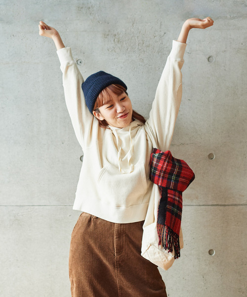 PAR ICI（パーリッシィ）の「リサイクルコットン裏毛 フーディー（パーカー・レディース・オフホワイト/オレンジ/ネイビー/グリーン/イエロー/パープル・FREE）」の7枚目の写真