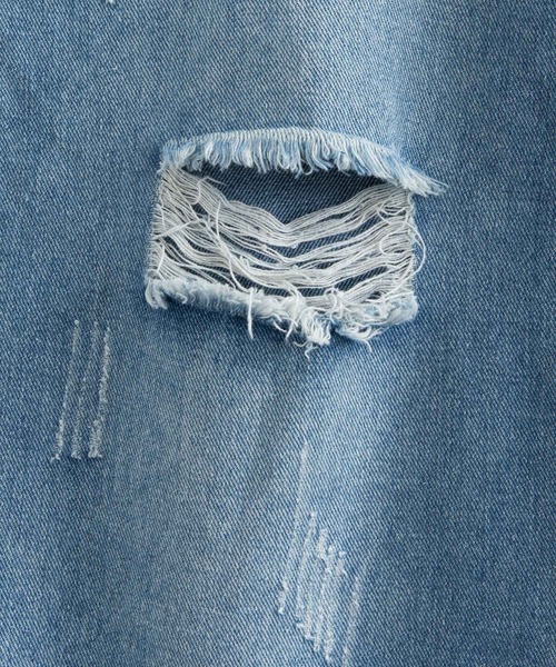 Ressaca（レサーカ）の「ワイドストレート リラックスルーズ ダメージデニム（デニムパンツ・メンズ・ライトブルー/サックスブルー・L/M/S/XL/XXL）」の10枚目の写真