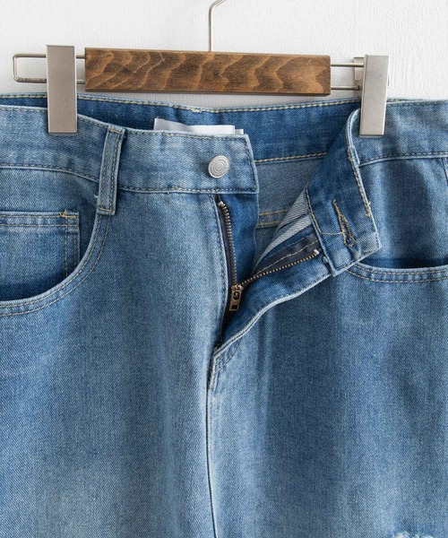 Ressaca（レサーカ）の「ワイドストレート リラックスルーズ ダメージデニム（デニムパンツ・メンズ・ライトブルー/サックスブルー・L/M/S/XL/XXL）」の12枚目の写真