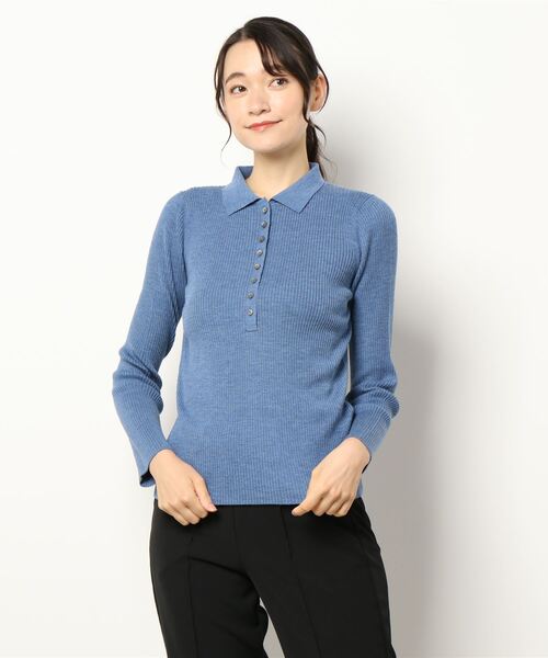 IENA（イエナ）の「3x3リブポロ衿プルオーバー◆（ニット/セーター・レディース・ブラック系その他/チャコールグレー/アイボリー/グリーン/ダークブルー/ブルー・FREE）」の17枚目の写真